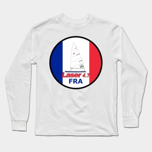 laser class sailboat on flag France Long Sleeve T-Shirt